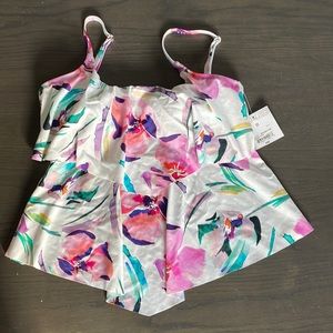 Liz Claiborne Floral Tankini Swimsuit Top, Size 8